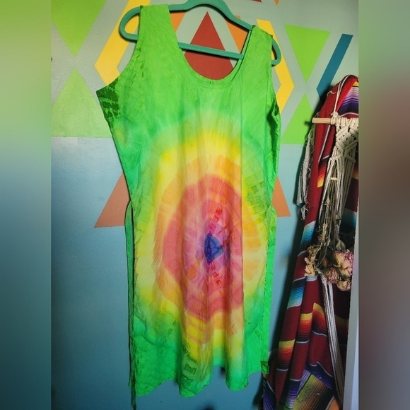 Vintage Rima Beachwear Women's Tie Dye Sleeveless Tie Dress Size XL - Picture 2 of 10